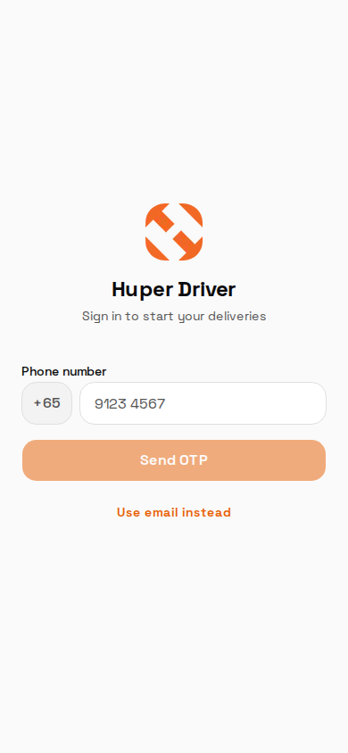 Driver app login with phone OTP