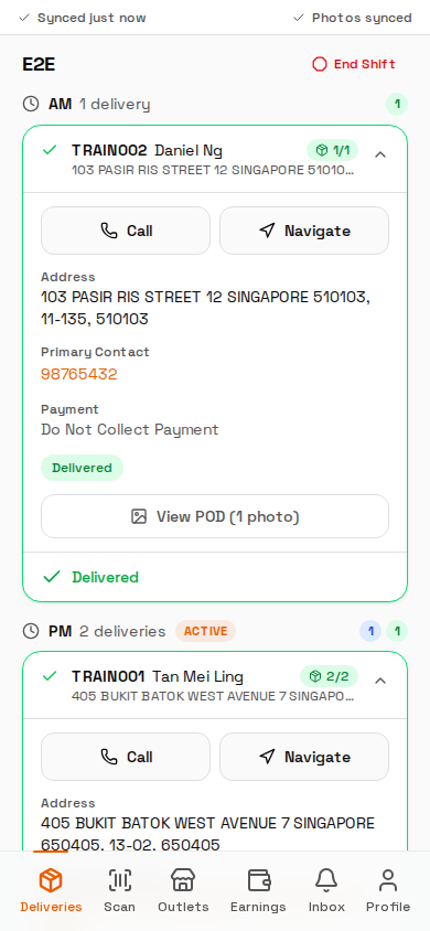 List with delivered AM job and active PM jobs